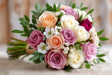 Obraz premium Delicate rose bouquet creating a festive wedding atmosphere