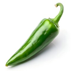 Fresh Green Serrano Pepper Isolated on White green chili
