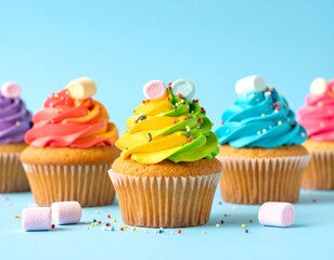Regenbogen-Cupcakes f&uuml;r Kinder