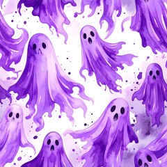Purple ghost seamless pattern