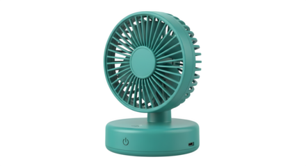 Portable mini fan isolated on transparent background, a compact and convenient cooling solution for personal use, offering a refreshing breeze wherever you go
