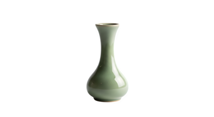 Elegant celadon vase isolated on transparent background, showcasing its smooth curves and delicate craftsmanship, perfect for adding a touch of serenity to any space