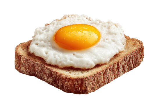 Fried egg on toast isolated on transparent background