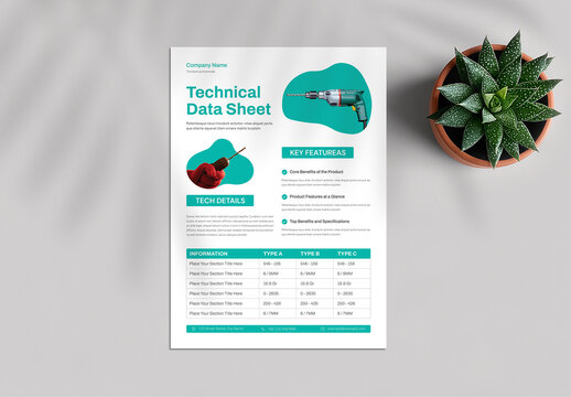 Modern Technical Industrial Product Specification Data Sheet Template