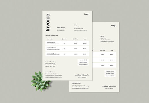 Simple Invoice Design Template for Billing