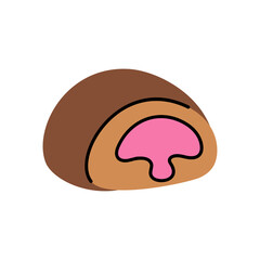 Chocolate Swiss Roll With Pink Cream Filling A Simple Doodle Illustration On A Transparent Background Ideal For Childrens Books And Party Decorations