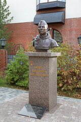 Monument to the hero Anatoly Zverev in the Siberian city of Nadym in Northern Russia