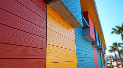 Colorful stacked PVC panels in bright outdoor setting Generative AI