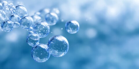Hydrogen molecules connecting in blue clean water environment