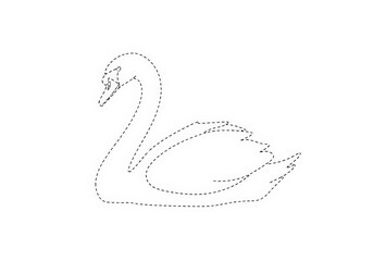 Elegant Outline of a Majestic Swan in Minimalist Design on a Clean White Background