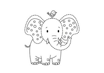 Cute Cartoon Elephant with Bird on Head Illustrating Friendship and Playfulness in Nature