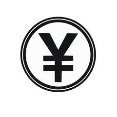 Obraz premium Japanese Yen Currency Symbol within Double Circle Borders Black and White Finance