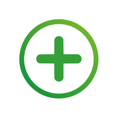 Fototapeta premium Green Plus Sign in Circle Isolated Vector Illustration Symbol