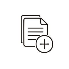 Fototapeta premium Outline icon of new documents with a plus sign signifying adding a file or creating a fresh record