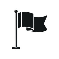 Flag Waving on a Flagpole Symbolizing Accomplishment and Victory in Black and White