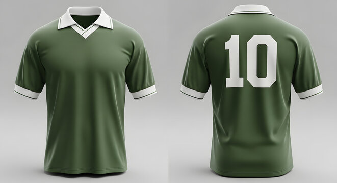 Green Soccer Jersey Mockup with Number 10 on the Back and White Accents, Sports Apparel Template for Design Presentation