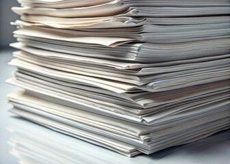 A tightly packed stack of paper sheets bending under its own weight