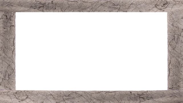 Wide landscape format video featuring a blank frame with animated textured borders