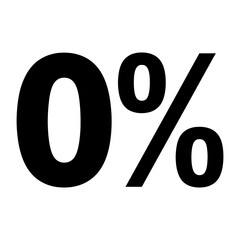 Zero percent sign icon Silhouette vector style with white background