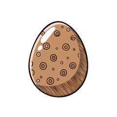 Fototapeta premium Decorated easter egg with polka dot pattern and hatching vector illustration for spring holiday