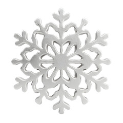 Metal snowflake disk, white isolated background