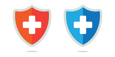 Fototapeta premium A shield icon with a white medical cross,