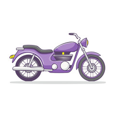 Obraz premium Vibrant Purple Cruiser Motorcycle Flat Design Vector Illustration