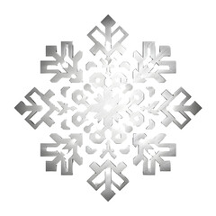Metal snowflake stencil piece, white isolated background