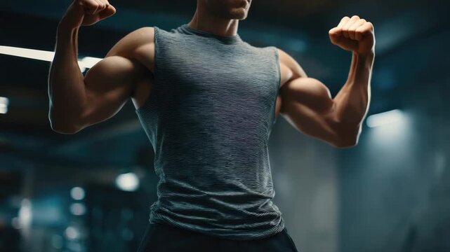 sporty strong man in gym doing fitness animation