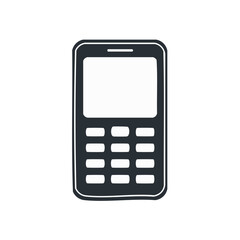 Vintage cell phone with physical keypad hand drawn icon. Retro mobile technology doodle illustration.