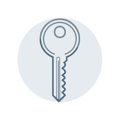 Key Illustration: Security Concept, Protection Symbol, Property Access, House Key Outline, Flat Design