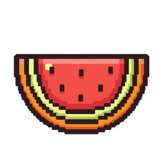 Pixel Art Watermelon Slice Icon.