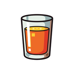 Simple cartoon vector illustration of a glass of orange juice.