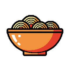 Delicious Bowl of Noodles Minimalist Illustration.