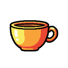 Pixel Art Coffee Cup Filled with Hot Beverage.