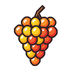 Stylized Bunch of Grapes with Yellow and Red Hues.