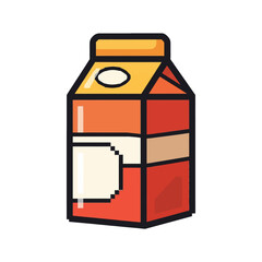 Orange juice carton with label and cap illustration.