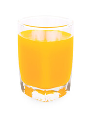 glass of orange juice on white background.