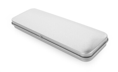 silver metal box isolated on white background.