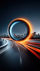 Eco-friendly Circular Economy Transformation: Glowing Abstract Loop of Sustainable Energy Creation