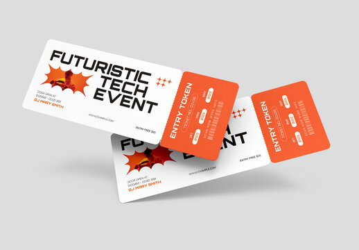 Futuristic Tech Event Pass Ticket Template