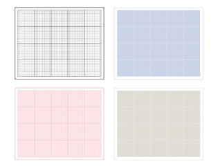 Set of Millimeter graph paper. Geometric pattern for school, technical engineering line scale measurement. Blank template for design and measurement. Lined technical paper. Vector blueprint template