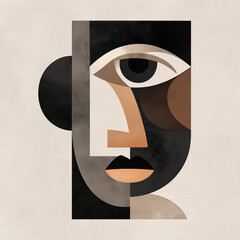 Minimalist 20s geometric design poster with stylized face