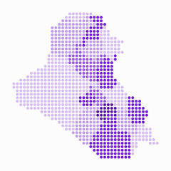 Fototapeta premium Iraq dotted map. Digital style map of the country on white background. Iraq shape with circle dots. Colored dots style. Large size circles. Simple vector illustration.