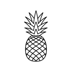 Obraz premium Minimalist Pineapple Outline Illustration for Creative Projects and Tropical Summer Designs perfect for logos and simple decorations
