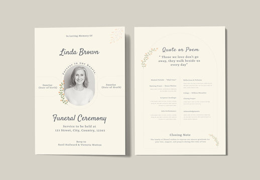 Elegant Funeral Program Memorial Event Flyer Layout