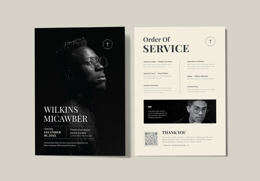 Elegant Minimalist Funeral Program Layout