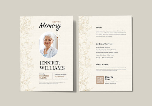Modern and Elegant Traditional Funeral Program & Obituary Template