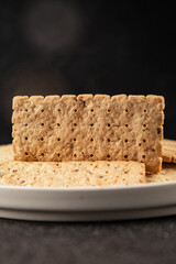 cracker whole grain healthy food durum wheat cookies tasty snack fresh delicious gourmet food background on the table rustic top view copy space