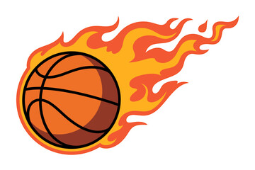 Basketball on fire flaming sports ball dynamic motion action energetic game